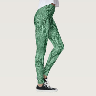Legging Pernas Cobra de Impressão de Pele Verde Claro