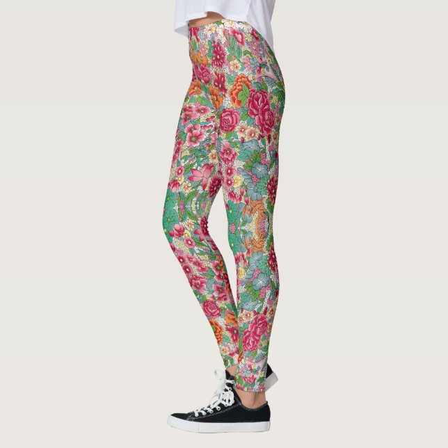 Legging Pernas Coloridas da Flor Chinesa - Bonito (Esquerda)