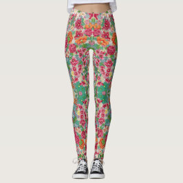 Legging Pernas Coloridas da Flor Chinesa - Bonito