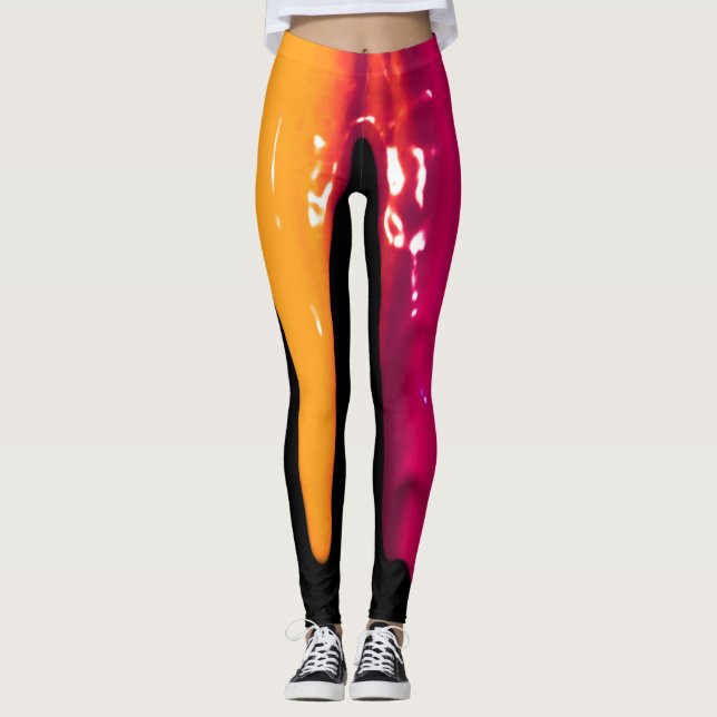 Legging Pernas Coloridas Tinta Molhada Derrubando Preto (Frente)