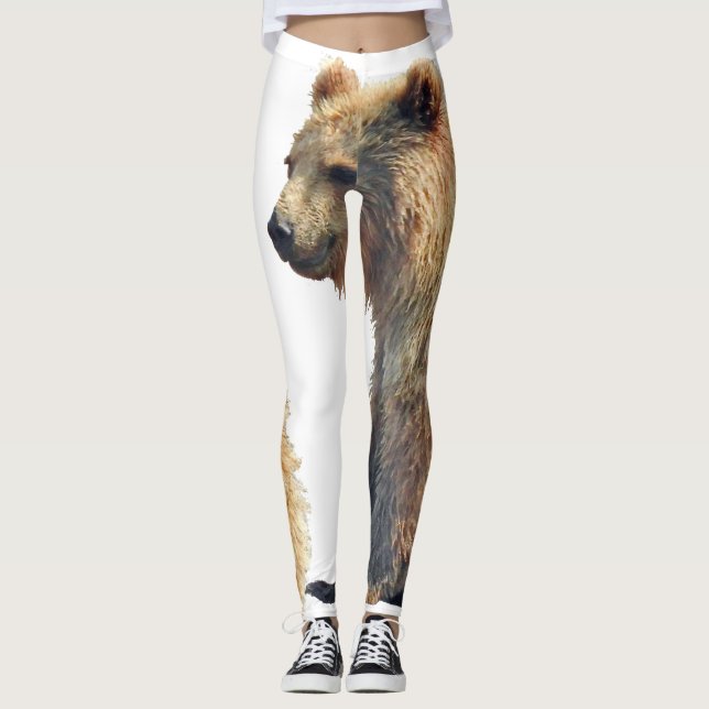 Legging Pernas com crivo-urso-pardo (Frente)