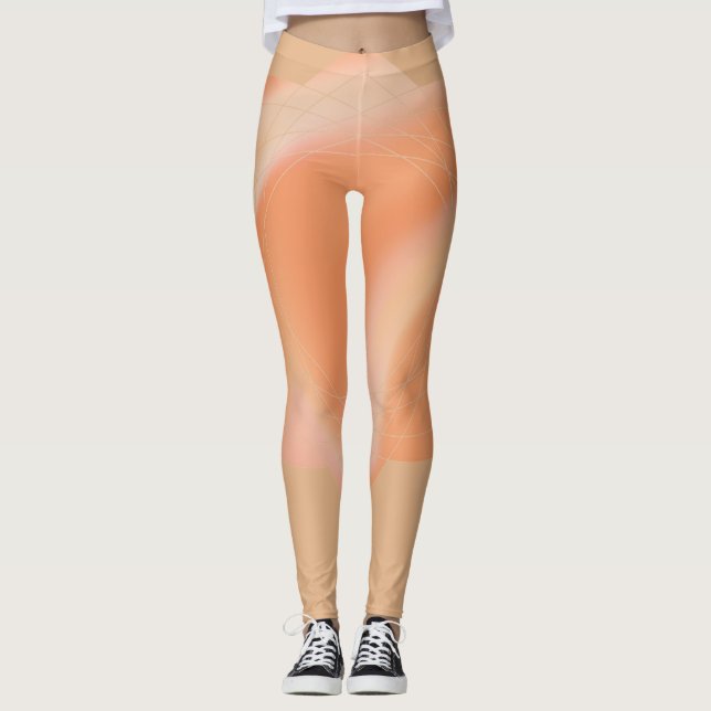 Legging Pernas com design de cor de pêssego abstrato (Frente)
