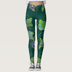 Legging Pernas com Design de Flor Moderno