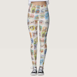 Legging Pernas com esquilos e outros animais