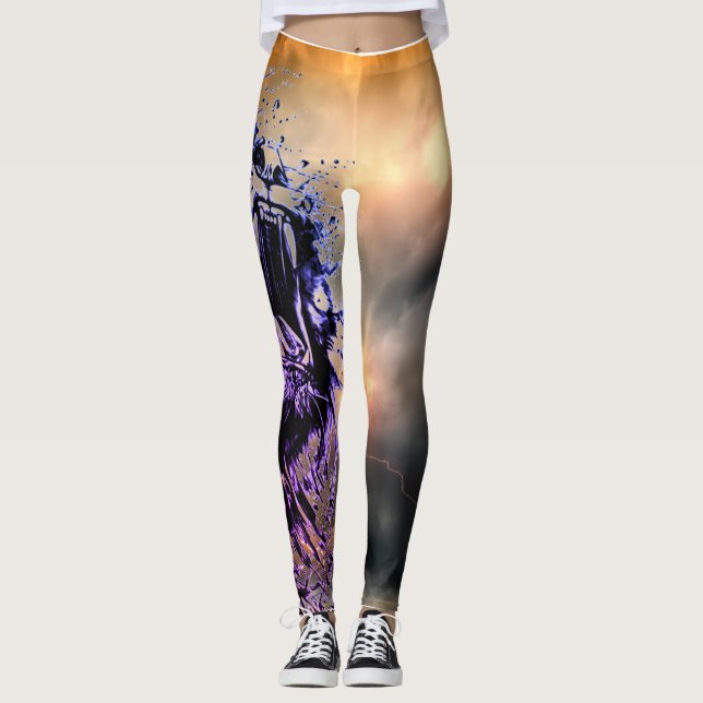 LEGGING PERNAS COM TIGRE PINTADO E CÉU DE TEMPESTADE (Frente)