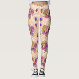 Legging Pernas cor-de-água rosa e violetas