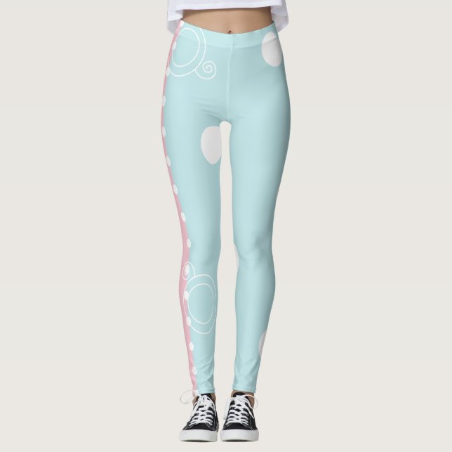 Legging Pernas cor-de-rosa/Design de tinta azul (Frente)