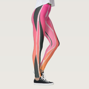 Legging Pernas Cor-de-rosa e laranja com faixas escuras on