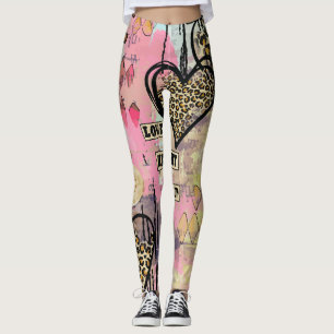 Legging Pernas da pele do leopardo de cor aquosa moderna