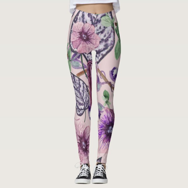 Legging Pernas da Rosa de Flor Roxo (Frente)