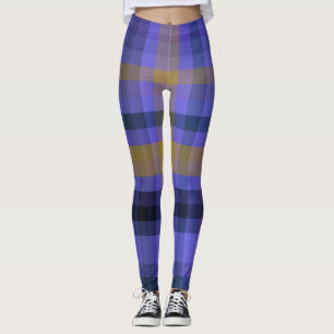 Legging Pernas da Xadrez do Ouro azul