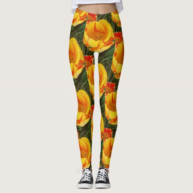 Legging Pernas das Tulipas Amarelas primavera (Frente)