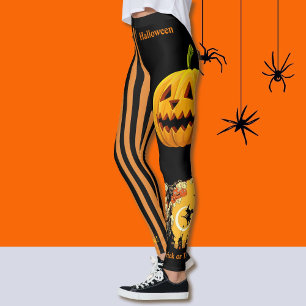 Legging Pernas de Abóbora de Bruxas Negras