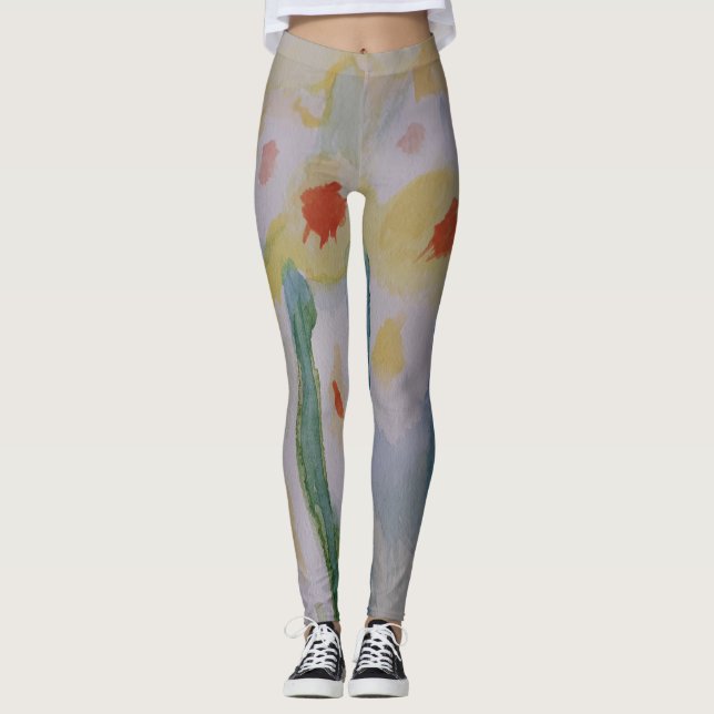 Legging Pernas de abstrato Daffodils (Frente)