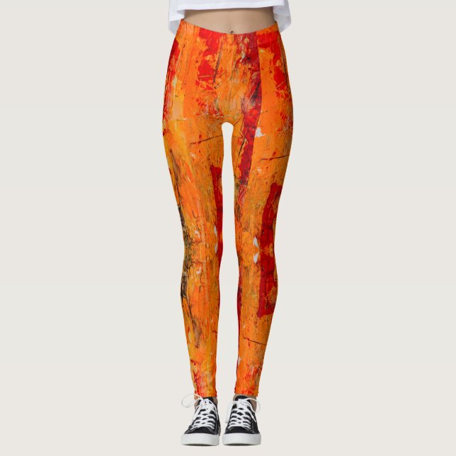 Legging Pernas de Abstrato de cor laranja clara (Frente)