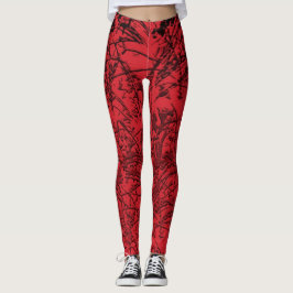 Legging Pernas de abstrato de Grama Vermelho