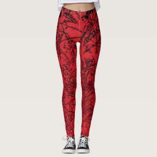 Legging Pernas de abstrato de Grama Vermelho
