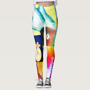 Legging Pernas de Abstrato de Pintinho de quentes