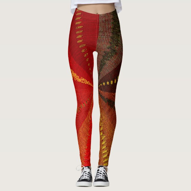 Legging Pernas de Abstrato espirais laranja-avermelhada (Frente)