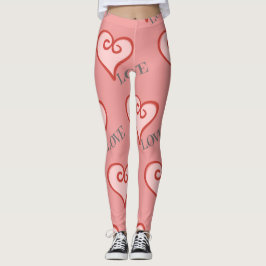 Legging Pernas de amor do Coração Vermelho e Rosa