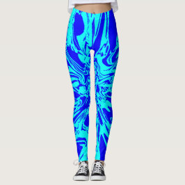 Legging Pernas de Aqua e Flor Azul Real Psicodélicas
