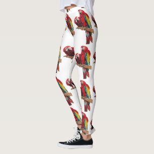 Legging Pernas de Aquarela de Papagaio Vermelho