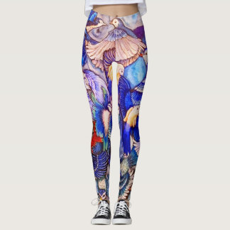 Legging Pernas de aves azuis