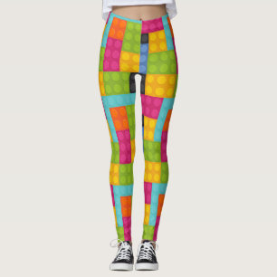 Legging pernas de blocos rosas