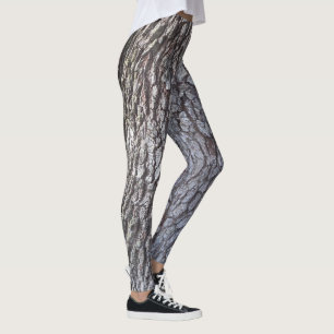 Legging Pernas de cinza e latido de carvalho castanho