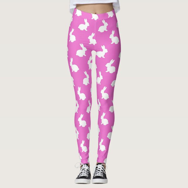 Legging Pernas de coelho rosa e branco (Frente)