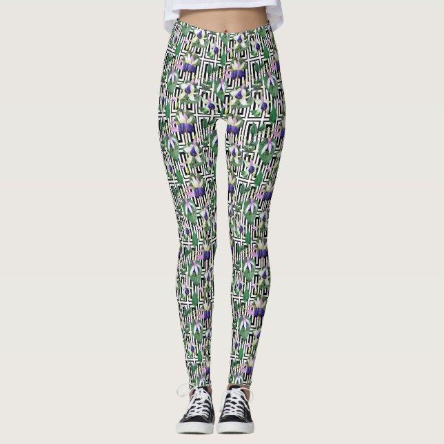 Legging Pernas de cor azul/aquática verde da Fúchsia (Frente)