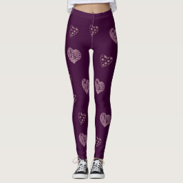 Legging Pernas de Corações de Dodle Roxo