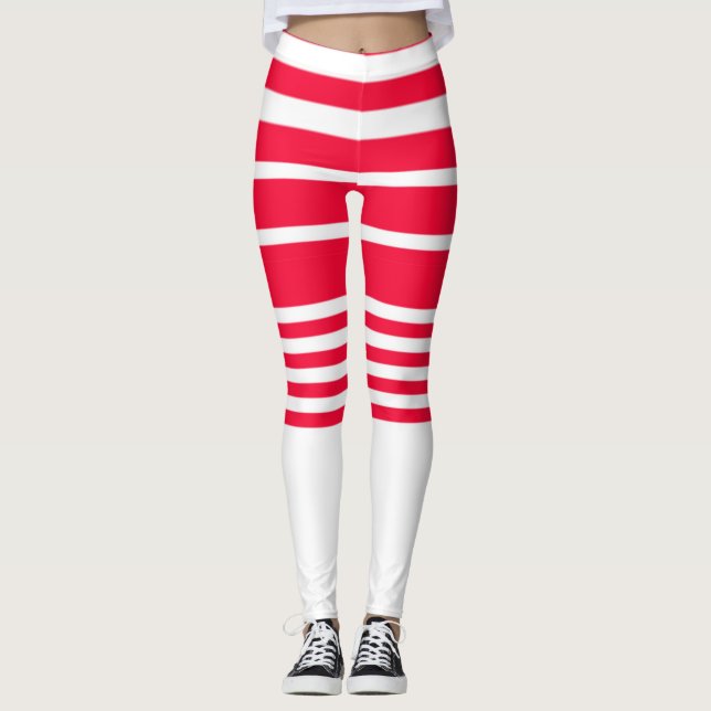 Legging Pernas De Curto Vermelho E Branco (Frente)
