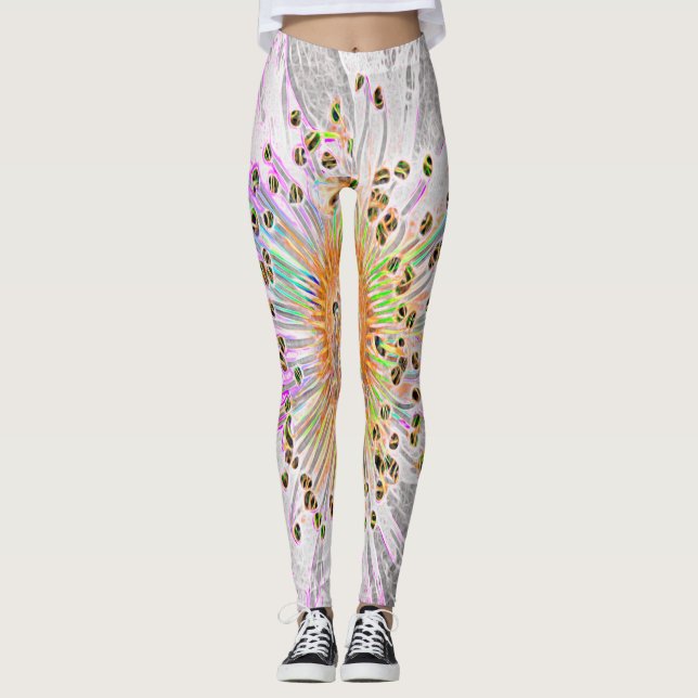 Legging Pernas de Design de Rosa selvagem em Pastéis (Frente)