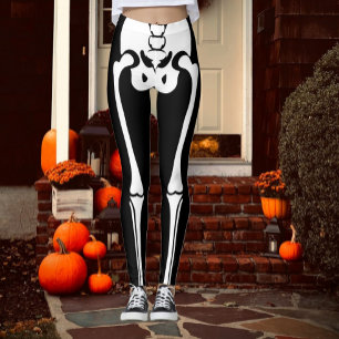 Legging Pernas de esqueleto de Halloween Novamente Diverti