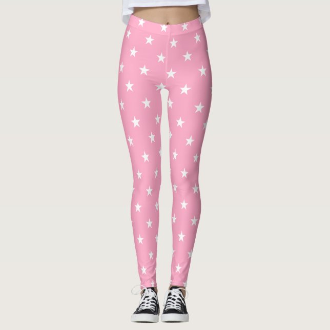 Legging Pernas de Estrelas Grandes Rosa (Frente)