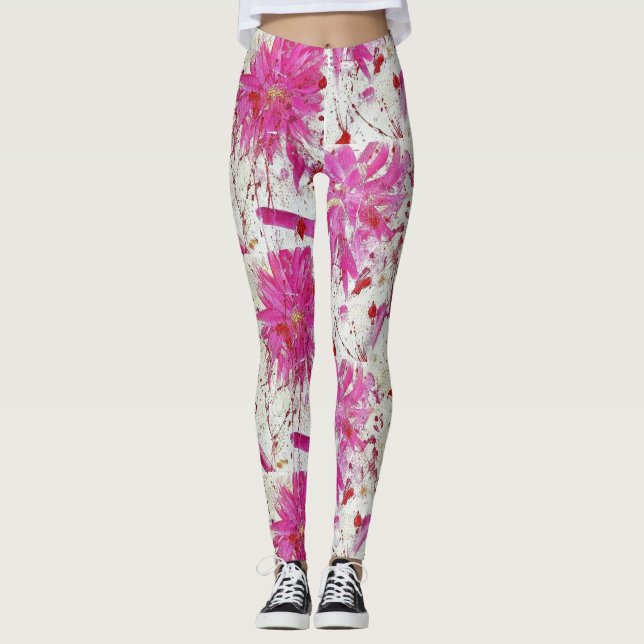 Legging Pernas de explosão de flores (Frente)