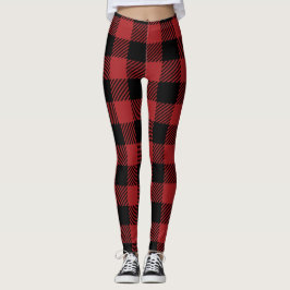 Legging Pernas de Flannel em Vermelho e Negro