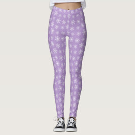 Legging Pernas de flocos de neve roxos