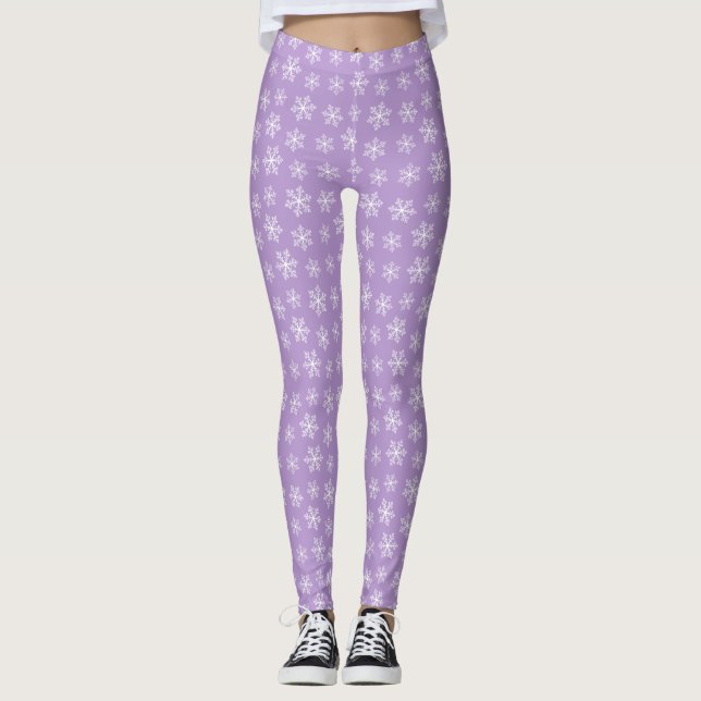 Legging Pernas de flocos de neve roxos (Frente)