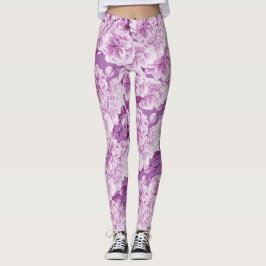 Legging Pernas de flores duplas de flores roxas