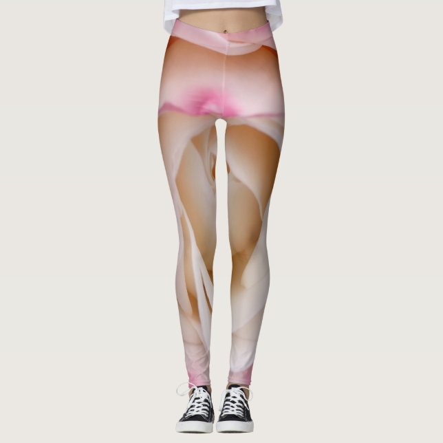 Legging Pernas de flores rosa-rosa (Frente)