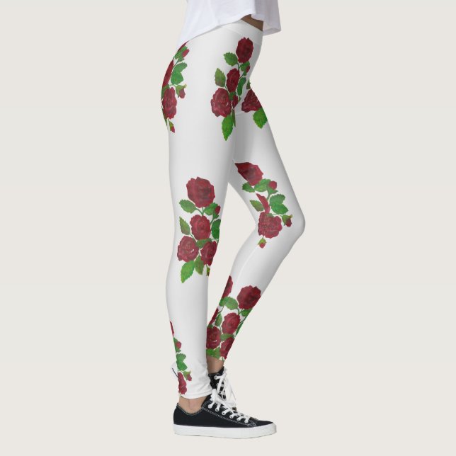 Legging Pernas de flores rosas vermelhas (Direita)