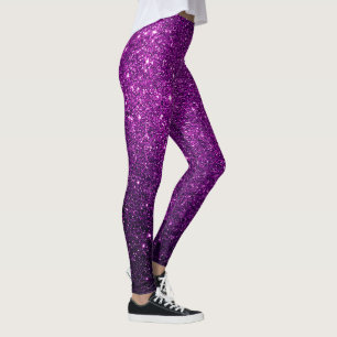 Legging Pernas De Grelha Com Glitter Roxo Profundo