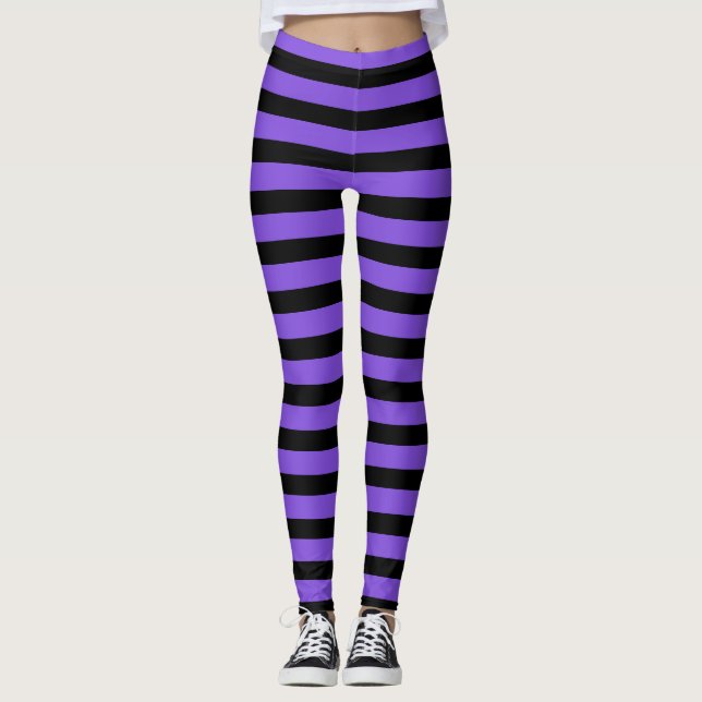 Legging Pernas De Halloween De Bruxas Roxas E Negras (Frente)
