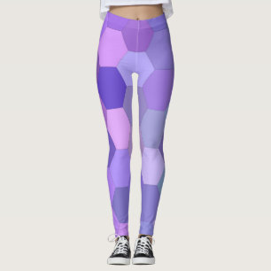 Legging Pernas de hexágonos roxas