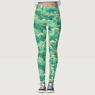 Legging Pernas de Impressão Aqua por Ondas do Mar