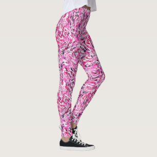 Legging Pernas de Impressão de espiral rosa