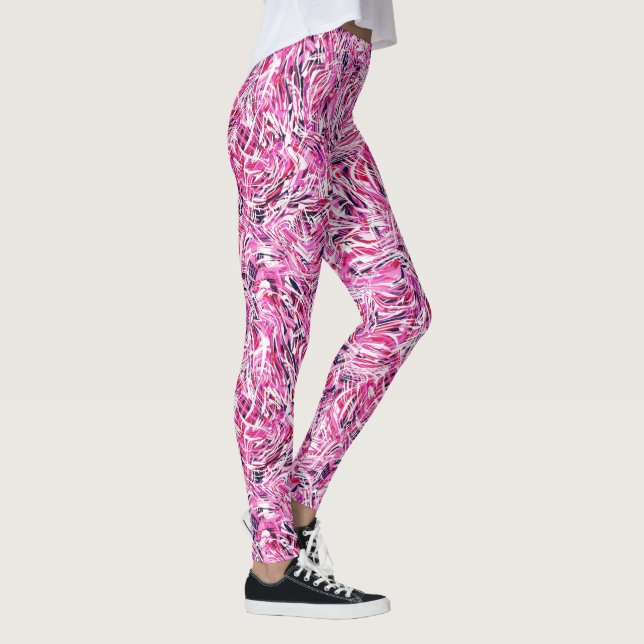 Legging Pernas de Impressão de espiral rosa (Direita)
