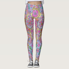 Legging Pernas de Impressão de Flor Coloridas